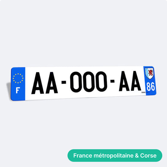 Plaque auto plexiglass SIV - France Métropolitaine & Corse