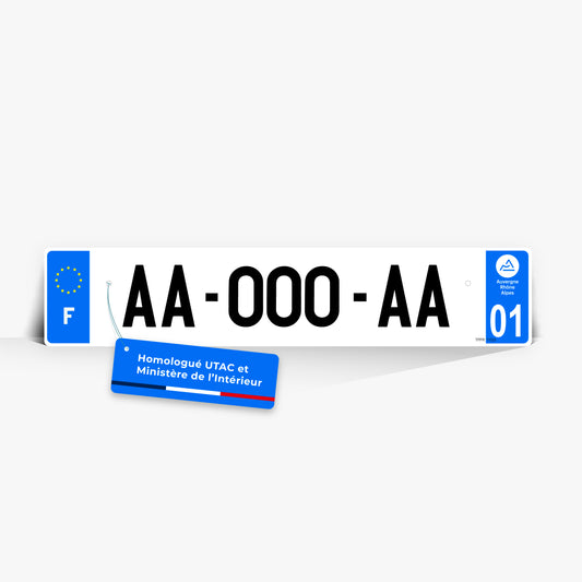 Plaque auto plexiglass homologuée