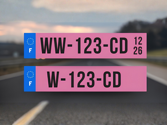 Plaque d’immatriculation rose WW et W garage : bilan 2026