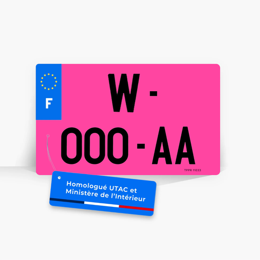 Plaque moto et scooter rose W