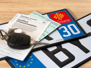 Carte grise et plaques d'immatriculation aluminium