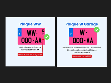 Comparaison plaque provisoire WW rose versus plaque rose W Garage