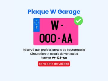 Réglementations des plaques W Garage - plaques provisoires roses