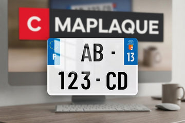 Plaque immatriculation MOTO devant le logo Cmaplaque