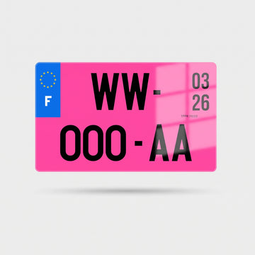 Plaque Immatriculation WW provisoire : la plaque rose de Cmaplaque 